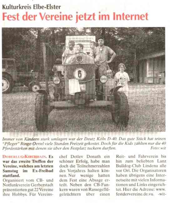 Originalzeitungsasschnitt vom  Finsterwalder Wochenkurier 